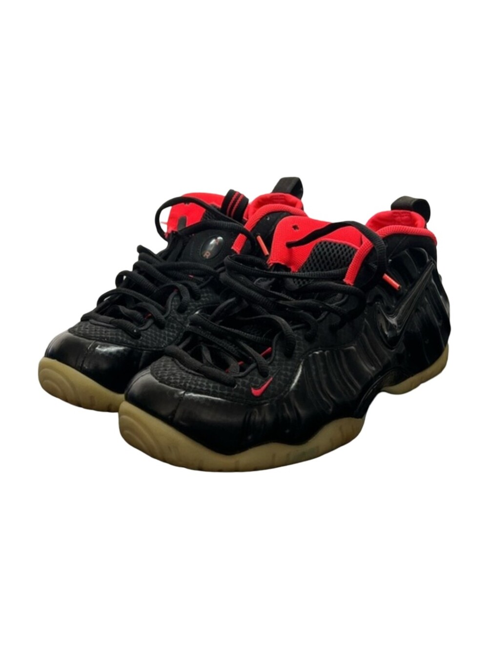 Nike Men’s Black and Red Foamposite Pro Sneakers